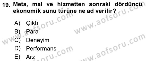 Turizmde Güncel Yaklaşımlar Dersi 2023 - 2024 Yılı Yaz Okulu Sınav Soruları 19. Soru