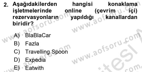 Turizmde Güncel Yaklaşımlar Dersi Ara Sınavı Deneme Sınav Soruları 2. Soru