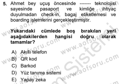 Turizmde Güncel Yaklaşımlar Dersi Ara Sınavı Deneme Sınav Soruları 5. Soru