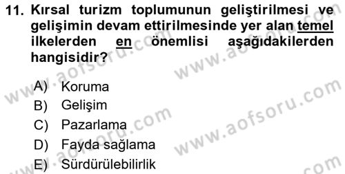 Toplum Temelli Turizm Dersi 2020 - 2021 Yılı Yaz Okulu Sınav Soruları 11. Soru