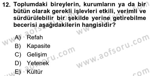 Toplum Temelli Turizm Dersi 2020 - 2021 Yılı Yaz Okulu Sınav Soruları 12. Soru