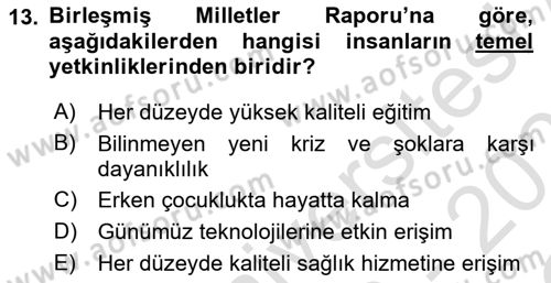 Toplum Temelli Turizm Dersi 2020 - 2021 Yılı Yaz Okulu Sınav Soruları 13. Soru