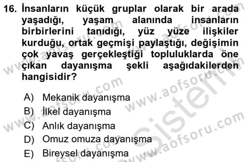 Toplum Temelli Turizm Dersi 2020 - 2021 Yılı Yaz Okulu Sınav Soruları 16. Soru