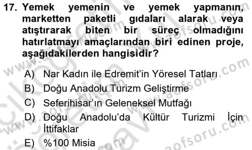 Toplum Temelli Turizm Dersi 2020 - 2021 Yılı Yaz Okulu Sınav Soruları 17. Soru