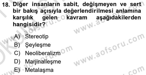 Toplum Temelli Turizm Dersi 2020 - 2021 Yılı Yaz Okulu Sınav Soruları 18. Soru