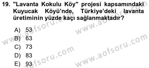 Toplum Temelli Turizm Dersi 2020 - 2021 Yılı Yaz Okulu Sınav Soruları 19. Soru