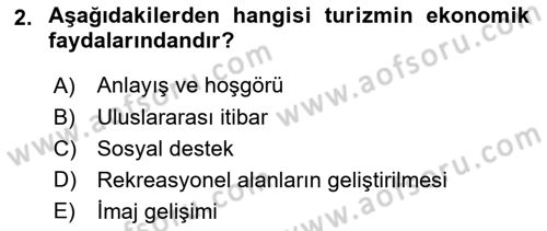Toplum Temelli Turizm Dersi 2020 - 2021 Yılı Yaz Okulu Sınav Soruları 2. Soru