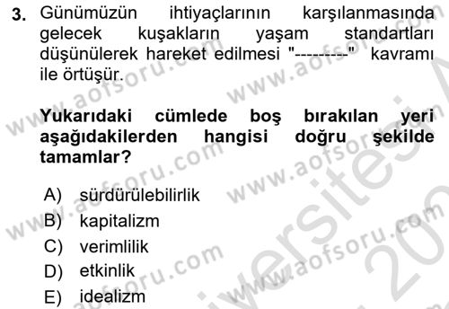 Toplum Temelli Turizm Dersi 2020 - 2021 Yılı Yaz Okulu Sınav Soruları 3. Soru