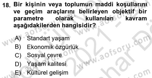 Toplum Temelli Turizm Dersi 2021 - 2022 Yılı (Vize) Ara Sınav Soruları 18. Soru