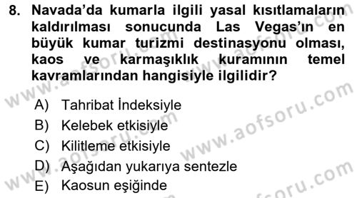 Toplum Temelli Turizm Dersi 2021 - 2022 Yılı (Vize) Ara Sınav Soruları 8. Soru
