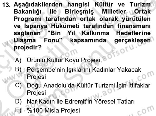 Toplum Temelli Turizm Dersi 2021 - 2022 Yılı (Final) Dönem Sonu Sınav Soruları 13. Soru