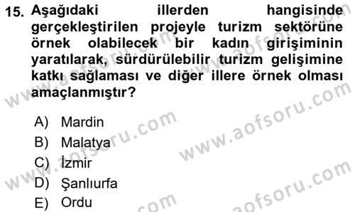 Toplum Temelli Turizm Dersi 2021 - 2022 Yılı (Final) Dönem Sonu Sınav Soruları 15. Soru