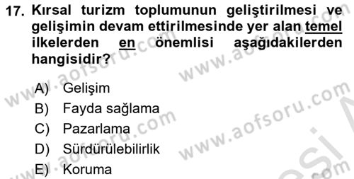 Toplum Temelli Turizm Dersi 2021 - 2022 Yılı (Final) Dönem Sonu Sınav Soruları 17. Soru