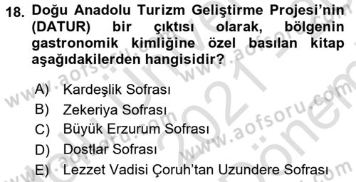 Toplum Temelli Turizm Dersi 2021 - 2022 Yılı (Final) Dönem Sonu Sınav Soruları 18. Soru
