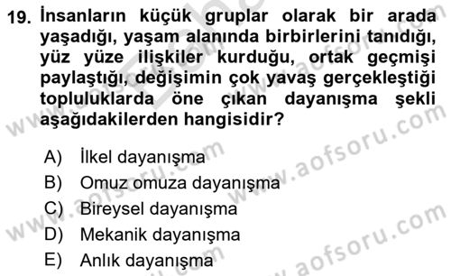 Toplum Temelli Turizm Dersi 2021 - 2022 Yılı (Final) Dönem Sonu Sınav Soruları 19. Soru