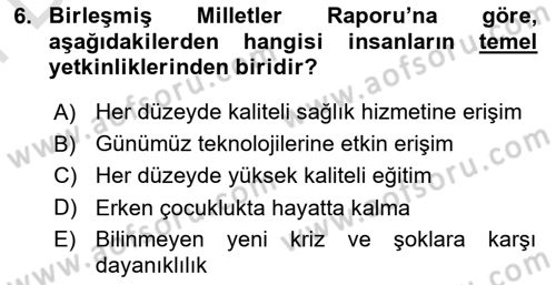 Toplum Temelli Turizm Dersi 2021 - 2022 Yılı (Final) Dönem Sonu Sınav Soruları 6. Soru
