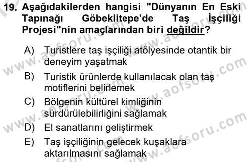 Toplum Temelli Turizm Dersi 2021 - 2022 Yılı Yaz Okulu Sınav Soruları 19. Soru