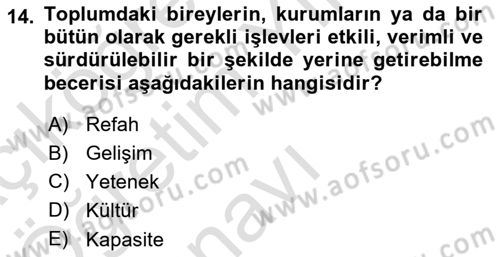 Toplum Temelli Turizm Dersi 2022 - 2023 Yılı Yaz Okulu Sınav Soruları 14. Soru