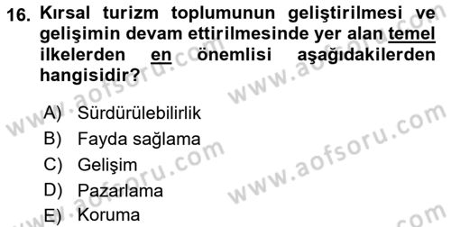 Toplum Temelli Turizm Dersi 2022 - 2023 Yılı Yaz Okulu Sınav Soruları 16. Soru