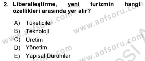 Toplum Temelli Turizm Dersi 2022 - 2023 Yılı Yaz Okulu Sınav Soruları 2. Soru