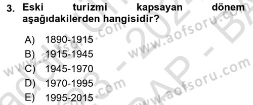 Toplum Temelli Turizm Dersi 2023 - 2024 Yılı (Vize) Ara Sınav Soruları 3. Soru