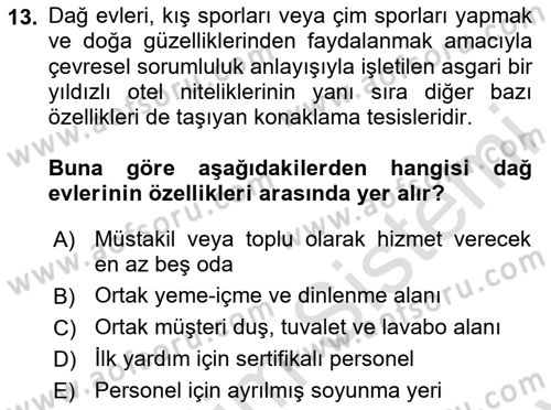 Toplum Temelli Turizm Dersi 2023 - 2024 Yılı (Final) Dönem Sonu Sınav Soruları 13. Soru