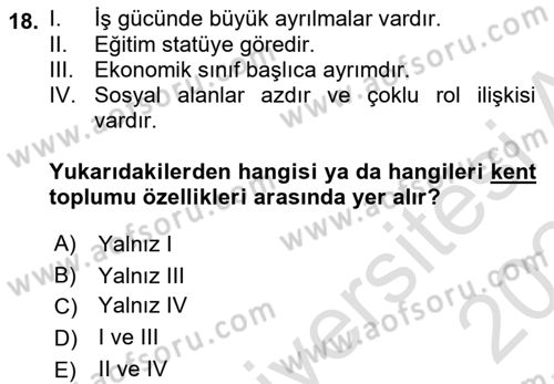 Toplum Temelli Turizm Dersi 2023 - 2024 Yılı (Final) Dönem Sonu Sınav Soruları 18. Soru