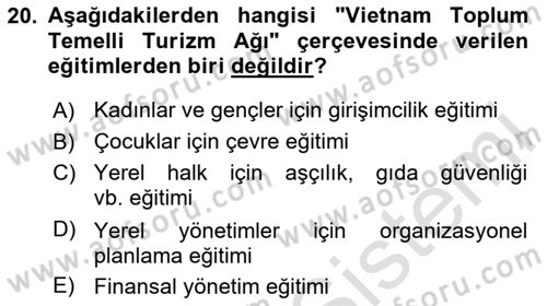 Toplum Temelli Turizm Dersi 2023 - 2024 Yılı (Final) Dönem Sonu Sınav Soruları 20. Soru