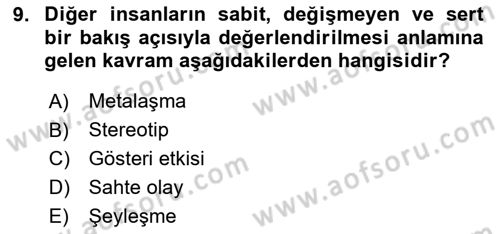 Toplum Temelli Turizm Dersi 2023 - 2024 Yılı (Final) Dönem Sonu Sınav Soruları 9. Soru