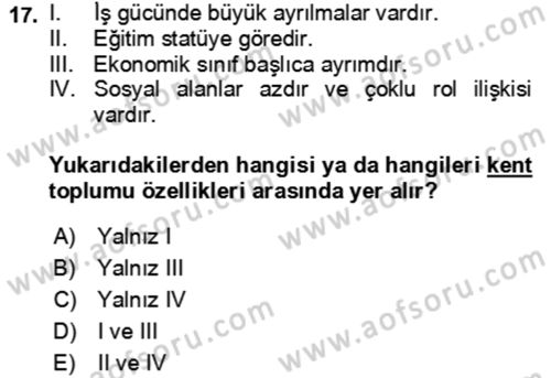 Toplum Temelli Turizm Dersi 2023 - 2024 Yılı Yaz Okulu Sınav Soruları 17. Soru