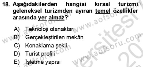 Toplum Temelli Turizm Dersi 2023 - 2024 Yılı Yaz Okulu Sınav Soruları 18. Soru