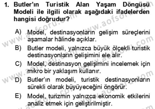 Toplum Temelli Turizm Dersi 2024 - 2025 Yılı (Vize) Ara Sınav Soruları 1. Soru
