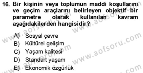 Toplum Temelli Turizm Dersi 2024 - 2025 Yılı (Vize) Ara Sınav Soruları 16. Soru