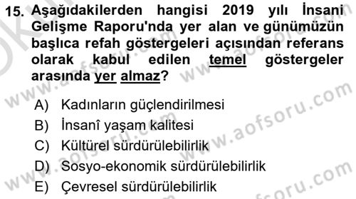 Toplum Temelli Turizm Dersi 2024 - 2025 Yılı Yaz Okulu Sınav Soruları 15. Soru