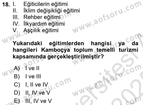 Toplum Temelli Turizm Dersi 2024 - 2025 Yılı Yaz Okulu Sınav Soruları 18. Soru