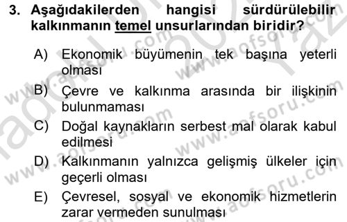 Toplum Temelli Turizm Dersi 2024 - 2025 Yılı Yaz Okulu Sınav Soruları 3. Soru