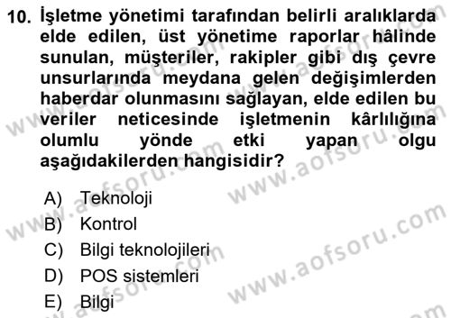 Turizm Bilgi Teknolojileri Dersi 2020 - 2021 Yılı Yaz Okulu Sınav Soruları 10. Soru