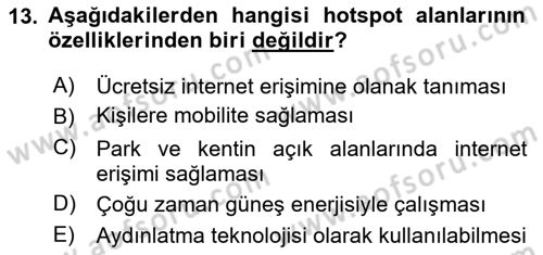 Turizm Bilgi Teknolojileri Dersi 2020 - 2021 Yılı Yaz Okulu Sınav Soruları 13. Soru
