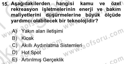 Turizm Bilgi Teknolojileri Dersi 2020 - 2021 Yılı Yaz Okulu Sınav Soruları 15. Soru