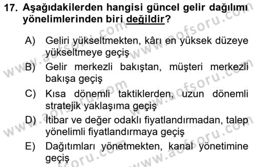 Turizm Bilgi Teknolojileri Dersi 2020 - 2021 Yılı Yaz Okulu Sınav Soruları 17. Soru