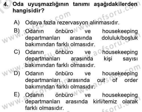 Turizm Bilgi Teknolojileri Dersi 2020 - 2021 Yılı Yaz Okulu Sınav Soruları 4. Soru