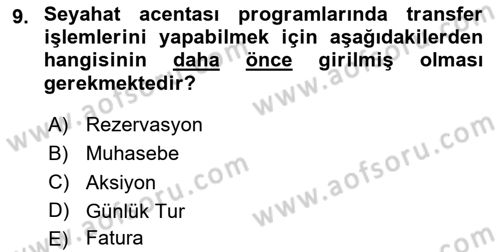 Turizm Bilgi Teknolojileri Dersi 2020 - 2021 Yılı Yaz Okulu Sınav Soruları 9. Soru