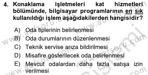 Turizm Bilgi Teknolojileri Dersi 2021 - 2022 Yılı (Vize) Ara Sınav Soruları 4. Soru