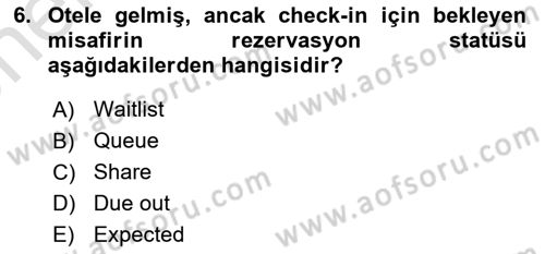 Turizm Bilgi Teknolojileri Dersi 2021 - 2022 Yılı (Vize) Ara Sınav Soruları 6. Soru