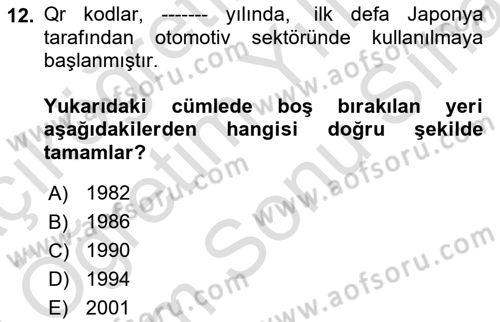 Turizm Bilgi Teknolojileri Dersi 2021 - 2022 Yılı (Final) Dönem Sonu Sınav Soruları 12. Soru