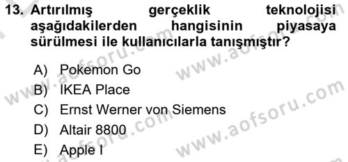 Turizm Bilgi Teknolojileri Dersi 2021 - 2022 Yılı (Final) Dönem Sonu Sınav Soruları 13. Soru