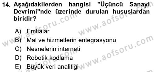 Turizm Bilgi Teknolojileri Dersi 2021 - 2022 Yılı (Final) Dönem Sonu Sınav Soruları 14. Soru