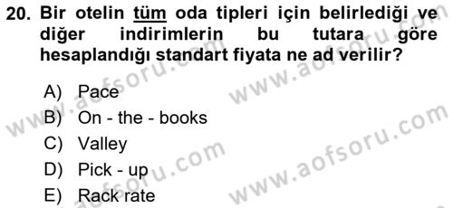 Turizm Bilgi Teknolojileri Dersi 2021 - 2022 Yılı (Final) Dönem Sonu Sınavı 20. Soru