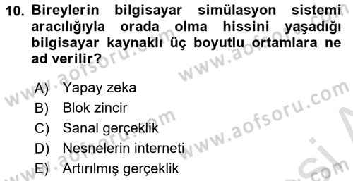 Turizm Bilgi Teknolojileri Dersi 2021 - 2022 Yılı Yaz Okulu Sınav Soruları 10. Soru