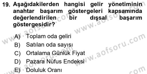 Turizm Bilgi Teknolojileri Dersi 2021 - 2022 Yılı Yaz Okulu Sınav Soruları 19. Soru